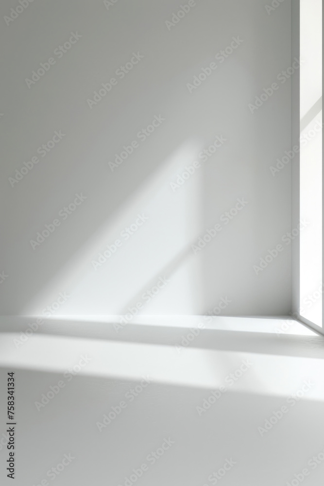 Poster A simple white room with a window, suitable for various design concepts