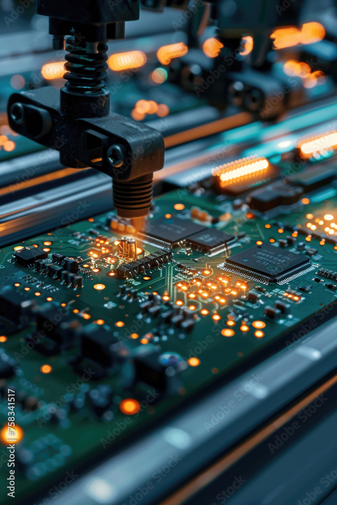 Poster detailed view of a computer motherboard, perfect for technology concepts