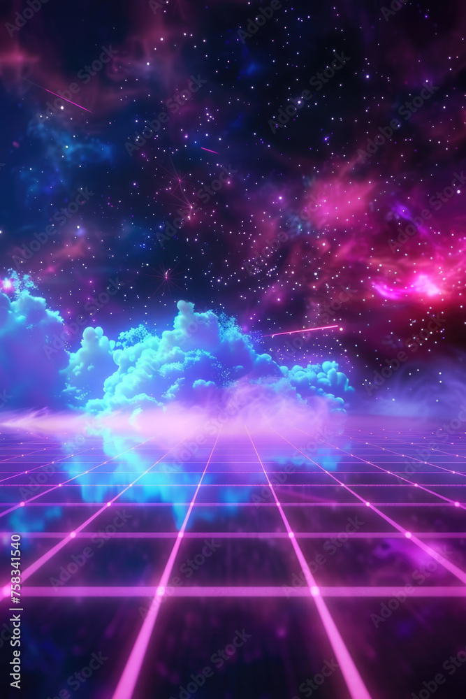 Aufkleber computer screen with a colorful sky background, suitable for technology or nature concepts