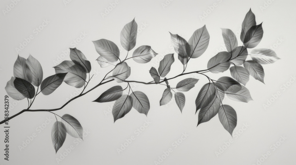 Aufkleber A monochromatic image of a branch with leaves, suitable for various design projects