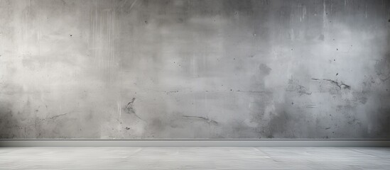 An empty room with wood flooring and concrete walls, adorned with monochrome photography. The grey tints and shades create a dark monochrome landscape within the rectangular space - obrazy, fototapety, plakaty