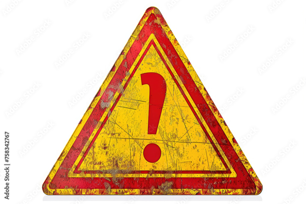 Aufkleber A yellow and red triangular sign with a red exclamation. Suitable for safety and caution concepts