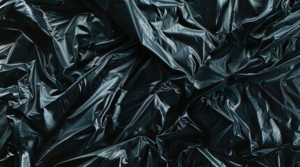 Close up of a black plastic bag, suitable for environmental and waste management concepts