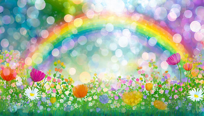 Fototapeta premium Sparkling rainbow illustration background