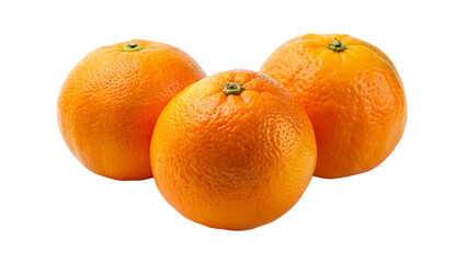 Three ripe oranges isolated on a transparent background.