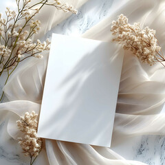 Romantic mock-up for wedding card invitation, blank space, celebration