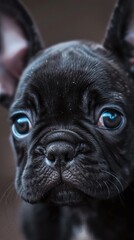 A portrait of French bulldog puppy with big eyes.