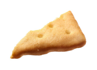 Piece of tasty cracker isolated on white