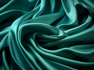 Obraz premium Green satin draped material