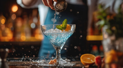 hermoso Cocktail en barra de bar - obrazy, fototapety, plakaty