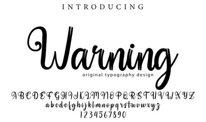 Warning Font Stylish brush painted an uppercase vector letters, alphabet, typeface