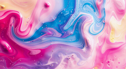 abstract of swirling liquid paints, showcasing a kaleidoscope of vibrant colors - obrazy, fototapety, plakaty