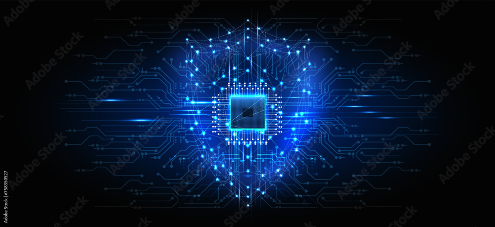 Poster futuristic digital core: a vivid display of glowing circuitry and dynamic data processing, perfect f