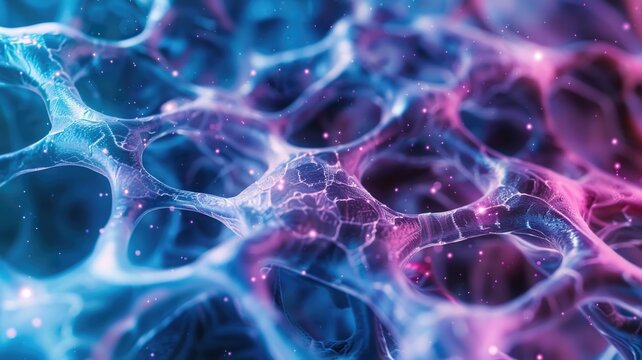 close-up of human bone cells, revealing the dense network that provides structural support