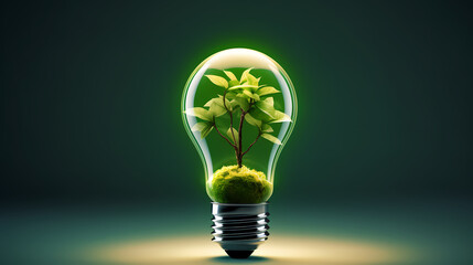 There are green plants sprouting inside the light bulb
