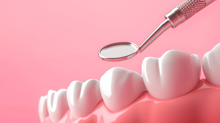 The bristles of a toothbrush sweep across a tooth's surface in a detailed view that emphasizes the importance of thorough oral care and personal hygiene. Banner. Copy space.