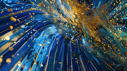 Digital artwork with predominantly blue and gold colors, suggesting the dynamic energy of a New...
