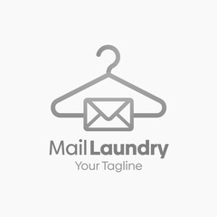 Illustration Vector Graphic Logo of Mail Laundry. Merging Concepts of a Hanger Fashion and Envelope Mail Shape. Good for Fashion Industry, Business Laundry, Boutique, Garment, Tailor and etc