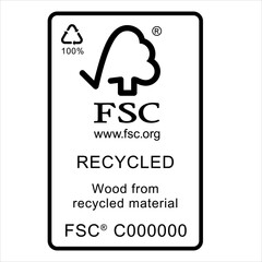 Certification Logo International Label FSC Forest Stewardship Council Trademarks Standard Recycled Portrait Line Black