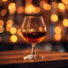 Foto auf Leinwand Brandy alcoholic beverage sit on the table shines in its simplic © Multiverse