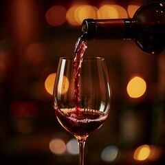 A wine alcoholic beverage being poured into a glass