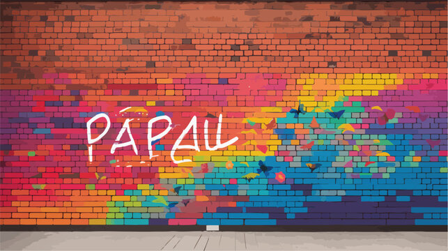 A colorful street art mural on a brick wall 