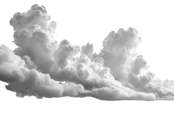 Fluttering white clouds on a transparent background
