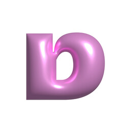 Pink metal shiny reflective letter D 3D illustration