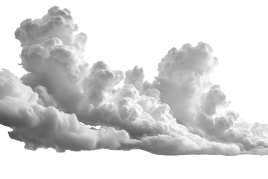Fluttering white clouds on a transparent background