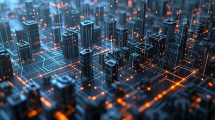 abstract microscopic futuristic city background