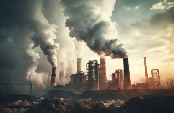Environmental pollution, hazardous and harmful waste, toxic fumes, soil and air pollution, global problem, crisis