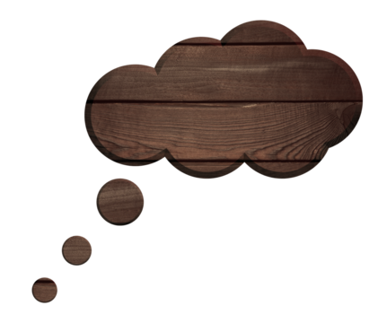 Brown wooden dialogue cloud on isolated background