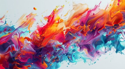 abstract vibrant shapes flowing on white background