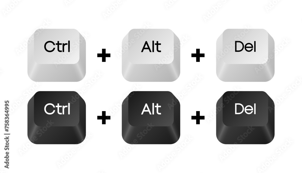 Poster computer key combinations. set of key combinations. command set icons. computer keyboard button set.