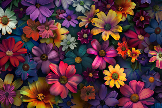 Colorful flowers for background