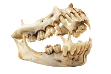 Jawbone with intact teeth isolated on transparent background
