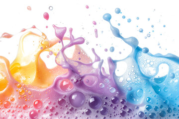 Colourful soap foam with colourful bubbles isolated on a transparent background