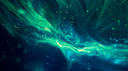 An abstract background arrests the eye, melding aquamarine blues with verdant greens, and bubbles...