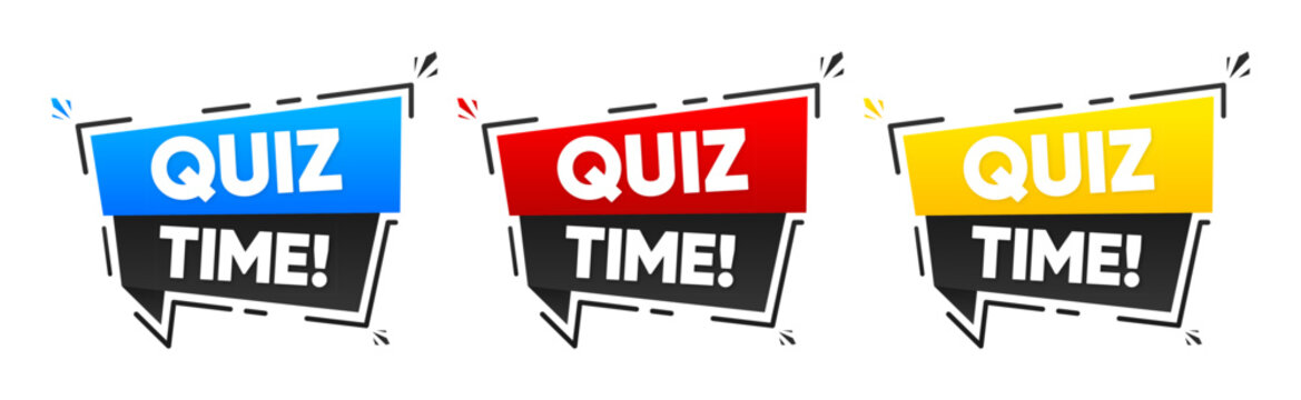 Quiz Time. Badge on various color. Quiz logo. Quiz emblem for business, marketing and advertising. Vector illustration.