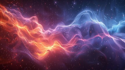 Artificial image of a purple lightning storm in space with red and blue hues - obrazy, fototapety, plakaty