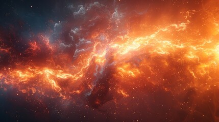 Astronomical object resembling a fiery cloud in the galaxys sky - obrazy, fototapety, plakaty