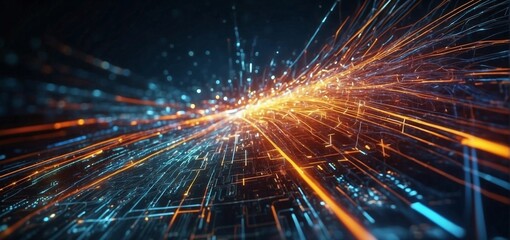 Obraz premium Luminous Futuristic Metropolis - Illuminated Skyline in a Digital Cityscape