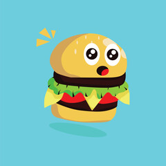 Vector cute burgers mascot with smile face