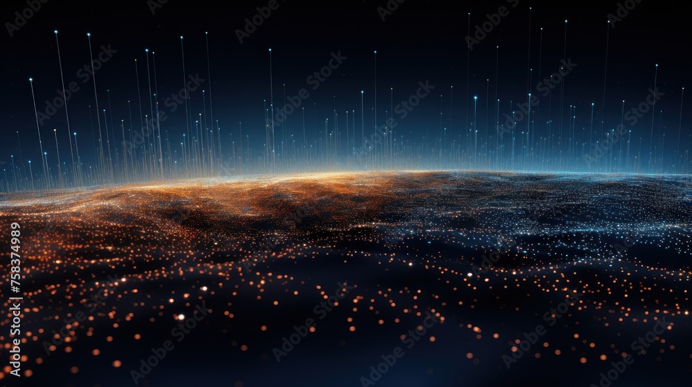 Aufkleber abstract background representing data particles in a technological environment, each particle convey