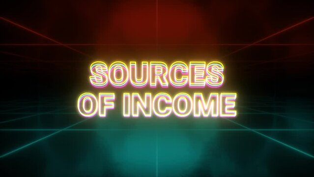 Sources of Income animation retro background