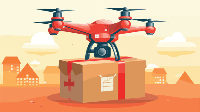 A drone delivering a package to a doorstep showcasi