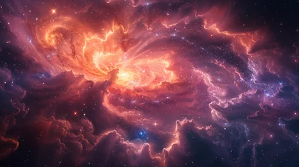 Fototapeten A purple nebula floats in the celestial world like a cloudy painting © yuchen