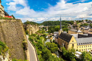 Panoramic cityscape of Luxembourg - obrazy, fototapety, plakaty
