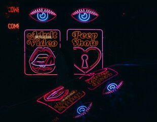 adult shop neon  light in the night - 758376580