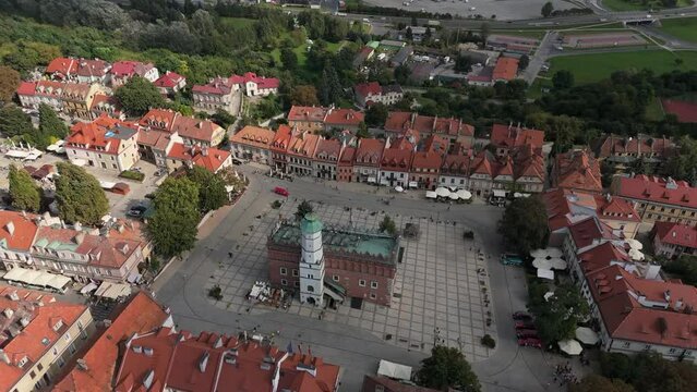 Beautiful Landscape Old Town Market Square Sandomierz Aerial View Poland